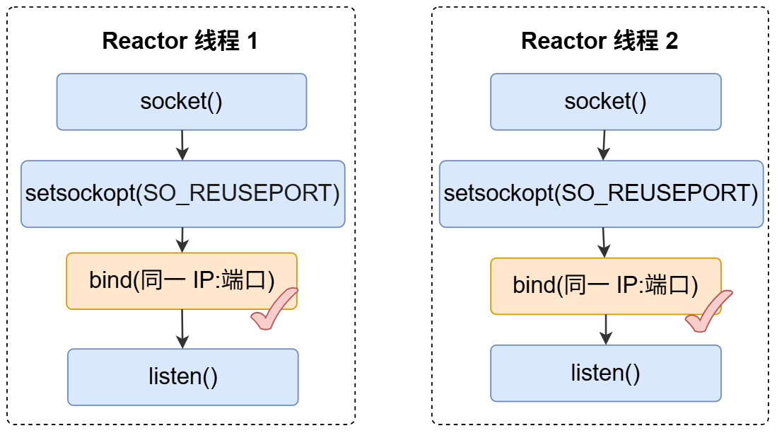 SO_REUSEPORT 绑定成功